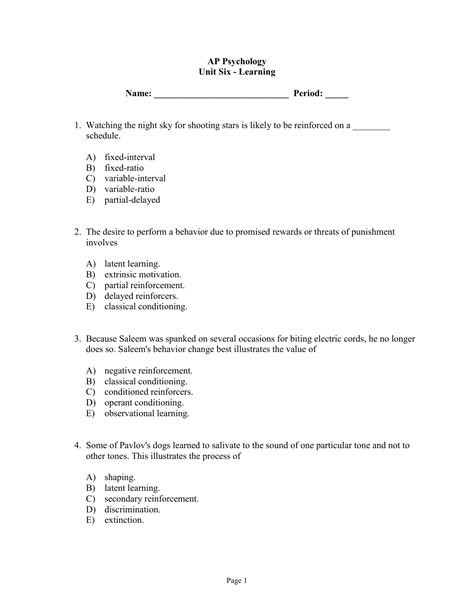 Sm World Psychology Practice Tests PDF