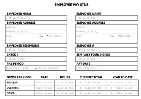 Small Business Pay Stub Template