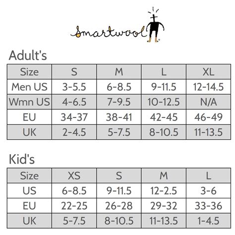 Smartwool Socks Size Chart