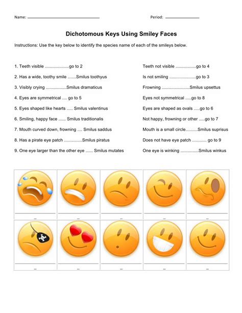 Smileys Dichotomous Key Practice Answers PDF