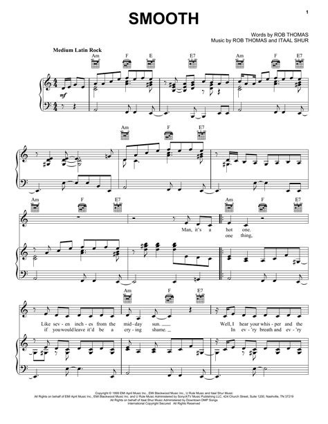 Smooth Piano Vocal Guitar sheet music PDF