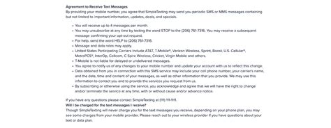 Sms Terms And Conditions Template