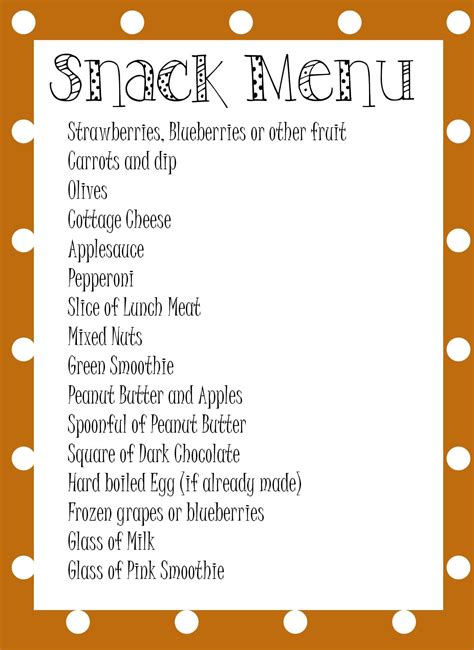 Snack List Template