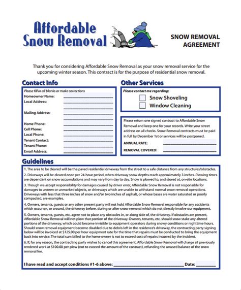 Snow Plowing Contracts Templates