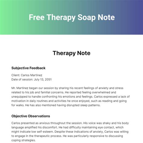 Soap Notes Template For Counseling