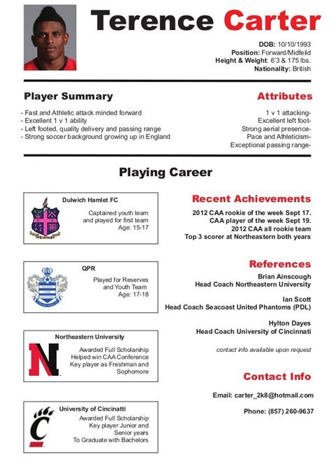 Soccer Resume Template