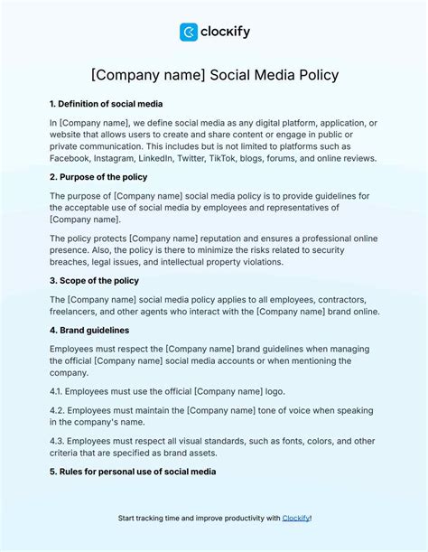 Social Media Policy Template