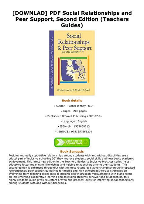 Social Relationships And Peer Support, Second Edition (Teachers Guides to Inclusive Practices) Reader