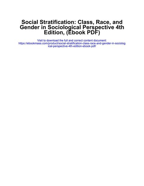 Social Stratification: Class, Race, and Gender in Sociological Perspective Ebook Ebook Reader