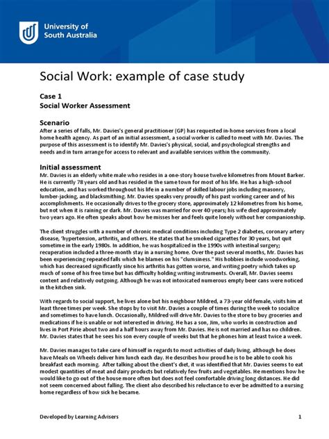 Social Work Case Studies Examples And Answers PDF