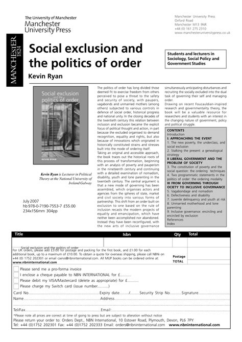 Social exclusion and the politics of order Epub