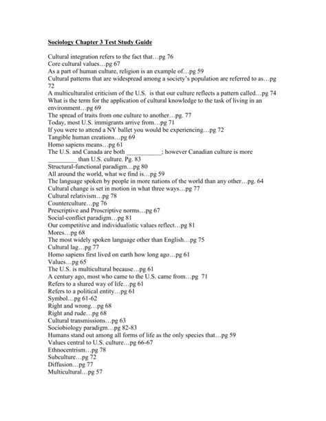 Sociology Chapter 3 Test Answers PDF