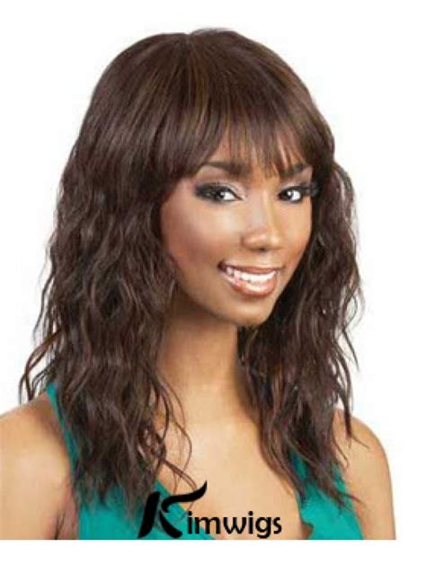 Soft Auburn Wavy Long African American Wigs