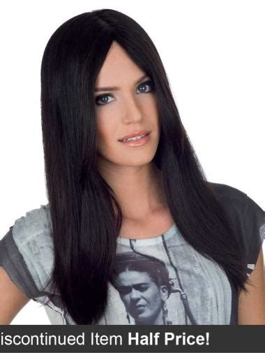 Soft Black Monofilament Remy Human Hair Long Wigs