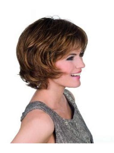 Soft Brown Wavy Chin Length Bob Wigs