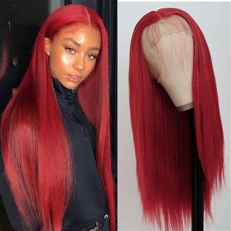 Soft Red Straight Wigs For Cancer