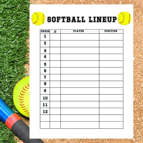 Softball Lineup Cards Printable Free