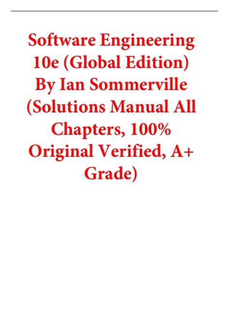 Software Engineering Sommerville Solution Manual Epub