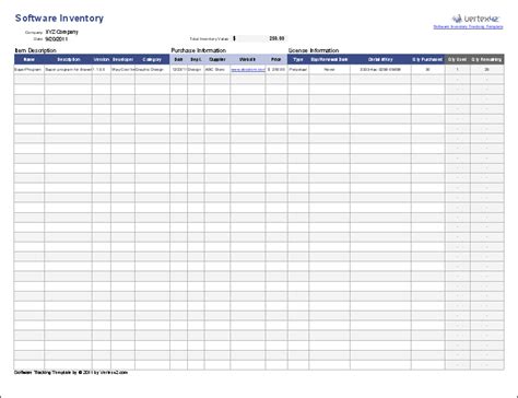 Software Inventory Excel Template
