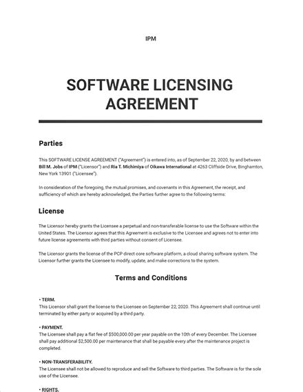 Software Licensing Agreement Template