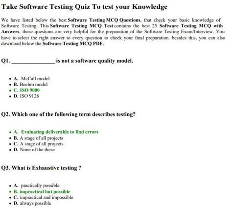 Software Testing Questions Answers Reader