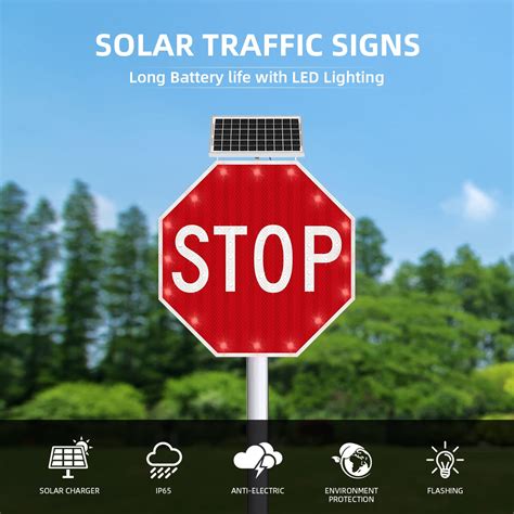 Solar-powered LED road signs: