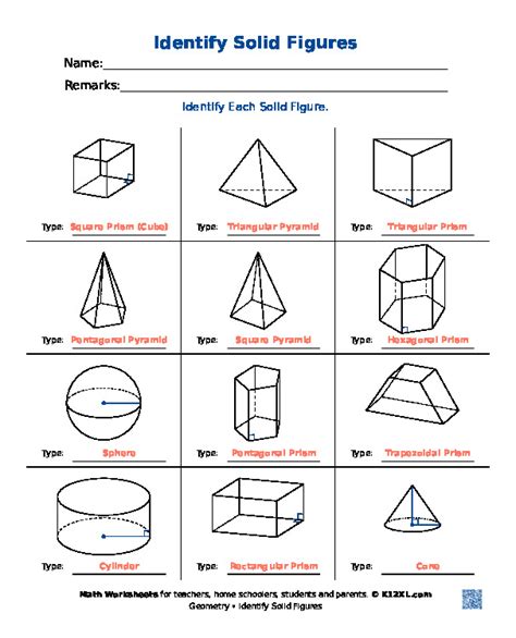 Solids Geometry Answer Key Doc