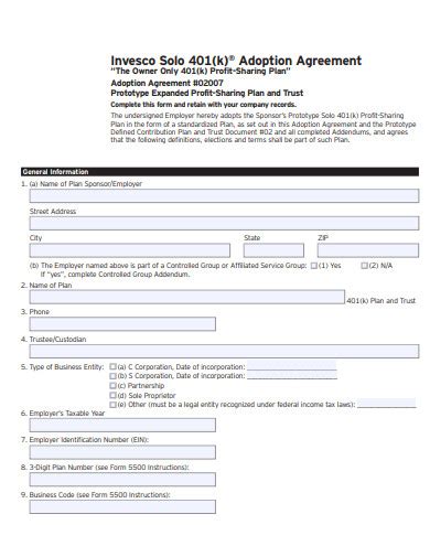 Solo 401k Plan Document Template