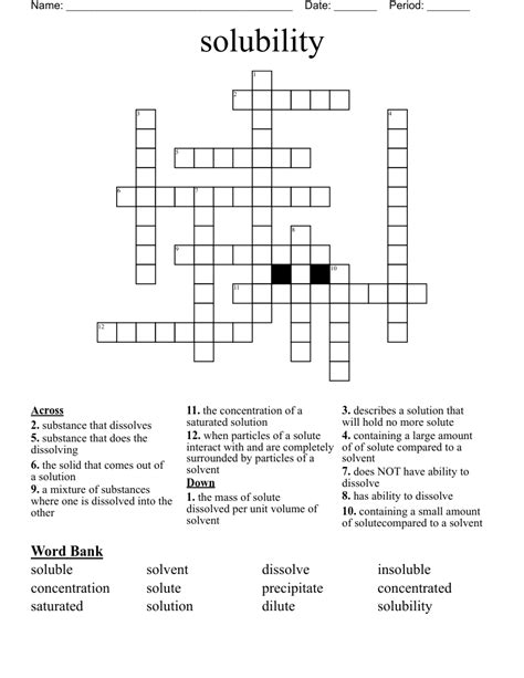 Solubility Crossword Answers For Chemistry If8766 Reader