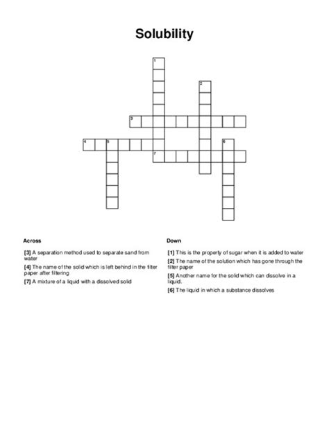 Solubility Ond Solutions Crossword Answers Reader