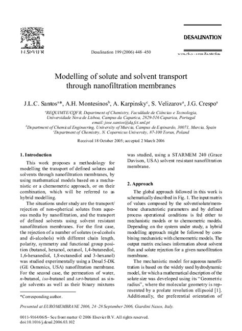 Solute and Solvent Transport Through Nanoporous Ceramic Membranes PDF