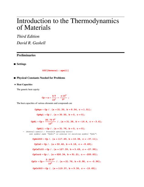 Solution Introduction Of Thermodynamics Materials Doc