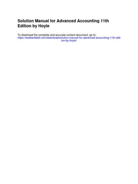 Solution Manual Advanced Accounting 11th Edition Hoyle PDF