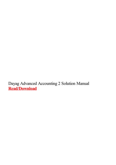 Solution Manual Advanced Accounting 2 Dayag Kindle Editon