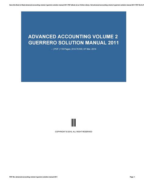 Solution Manual Advanced Accounting 2 Guerrero 2011 PDF