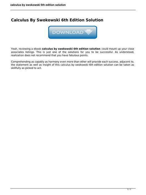 Solution Manual Calculus Swokowski 6th Edition Doc