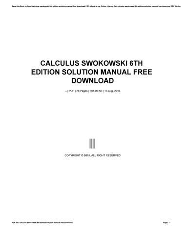 Solution Manual Calculus Swokowski 6th Edition Ebook Doc