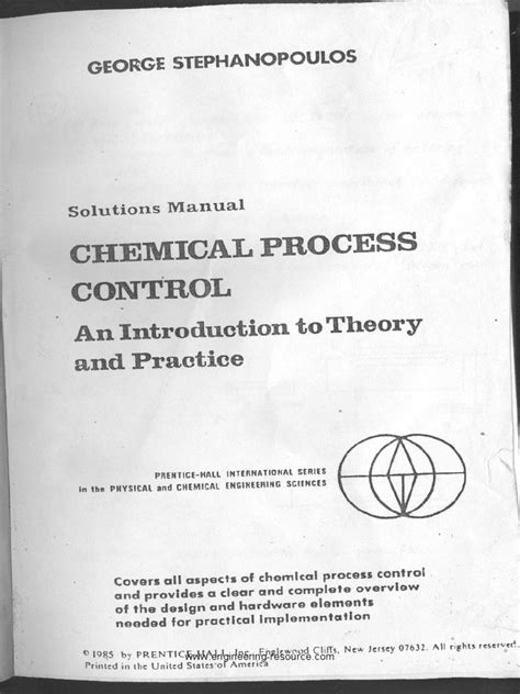 Solution Manual Chemical Process Control Stephanopoulos PDF