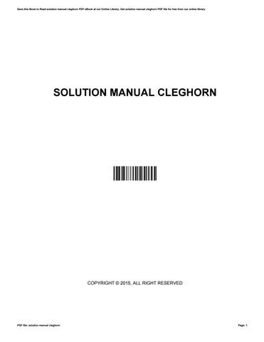 Solution Manual Cleghorn Kindle Editon