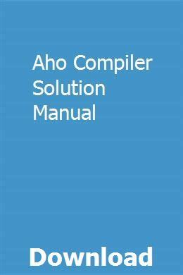 Solution Manual Compilers Aho Kindle Editon