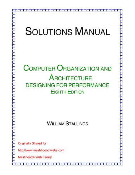 Solution Manual Computer Organization And Architecture Webs Doc