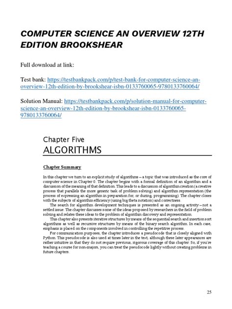 Solution Manual Computer Science Brookshear Epub