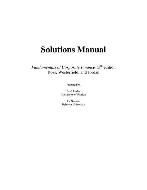 Solution Manual Corporate Financial Reader