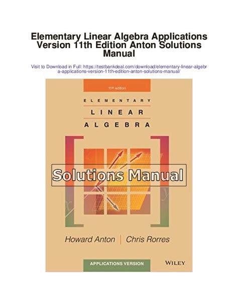 Solution Manual Elementary Linear Algebra Howard Anton Epub