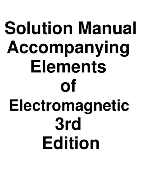 Solution Manual Elements Of Electromagnetics Ebook Reader