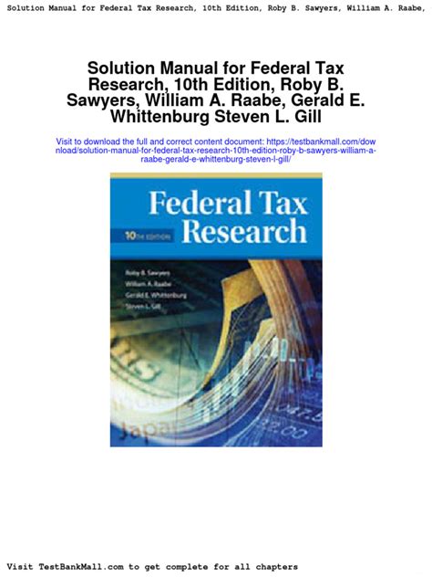 Solution Manual Federal Tax Research 10th Edition Epub