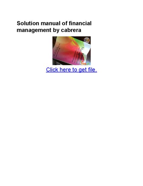 Solution Manual Financial Management Cabrera Reader