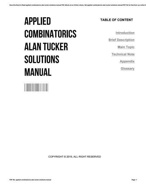 Solution Manual For Applied Combinatorics By Alan Tucker Free Download Kindle Editon