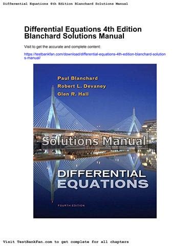 Solution Manual For Differential Equations Paul Blanchard PDF