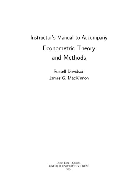 Solution Manual For Econometric Theory Methods Download Epub